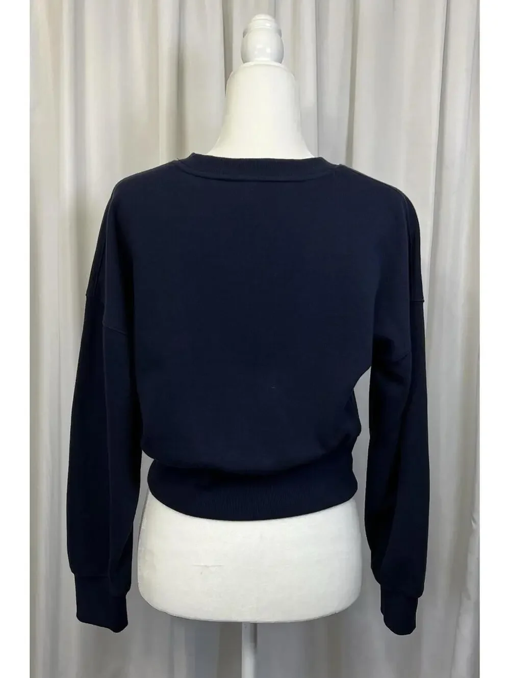 Junior's Size M Cropped Navy Blue Sweatshirt Fleece Lined Wild Fable - Picture 2 of 7